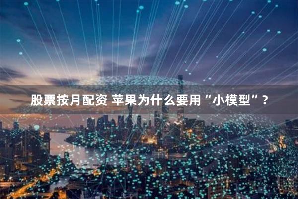股票按月配资 苹果为什么要用“小模型”？